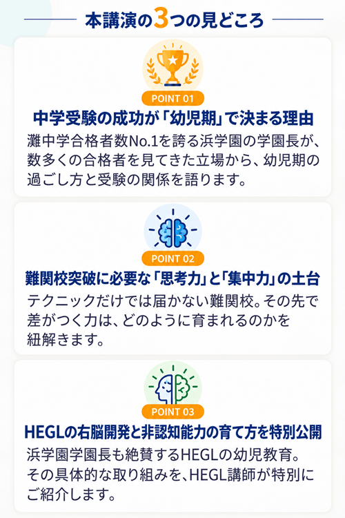 本講演の3つの見どころ